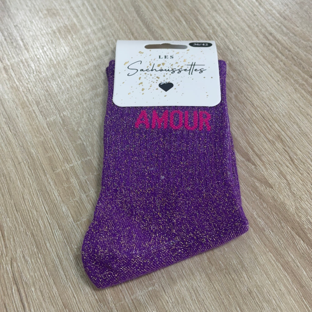 Chaussettes à paillettes Amour